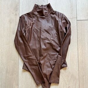 Naked Wardrobe Chocolate Long Sleeve Bodysuit
